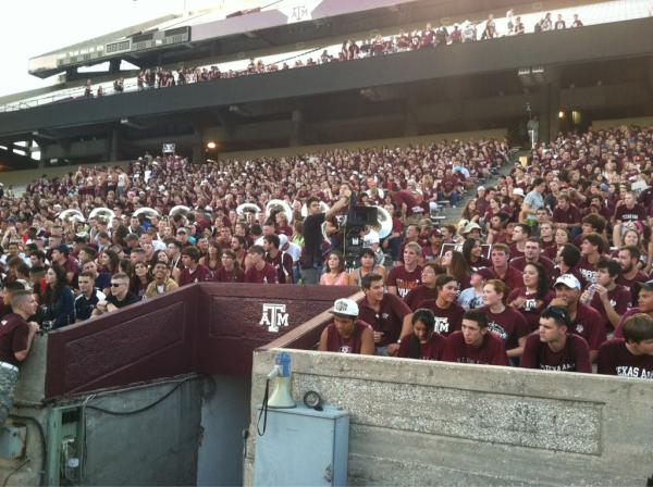 CollegeGameDay's tweet photo. More and more Aggies are arriving for the first ever #GameDayVote commercial shoot! http://t.co/uIHStKDq