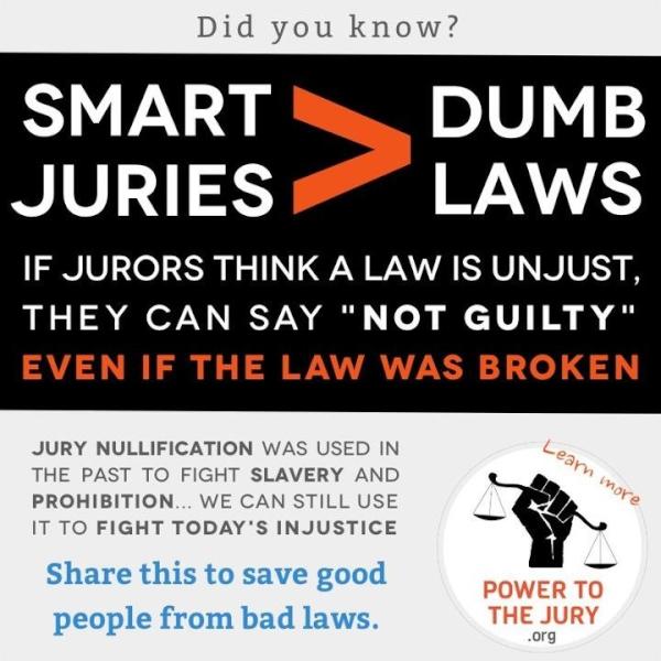 Did you know that jury nullification was used to fight slavery and alcohol prohibition? Smart Juries > Dumb Laws