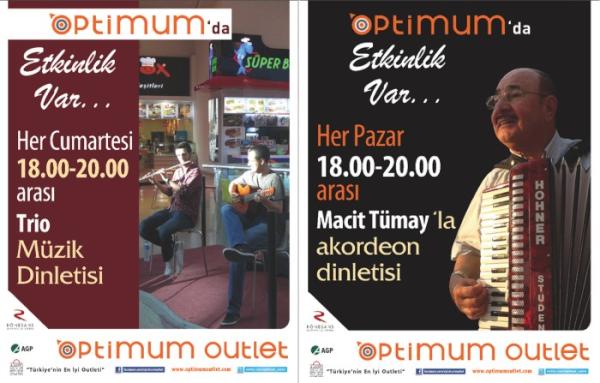Her cumartesi Trio, her pazar Macit Tümay müzik dinletisi 18.00-20.00 saatleri arasında Adana Optimum’da!