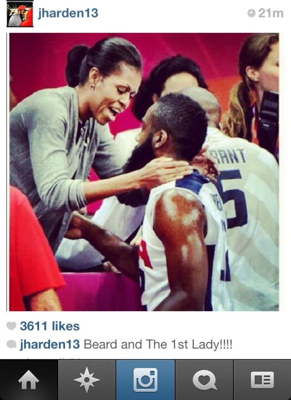HardenCat's tweet photo. The First Lady with the First Beard. http://t.co/PhScU9sc