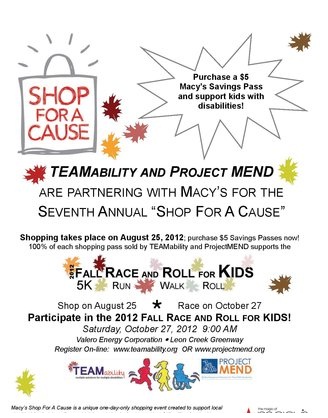 TEAMability's tweet photo. Help us with our Run Walk Roll 5K by just shopping!! Please message us today or call 210.733.9050. http://t.co/uDxCQY56