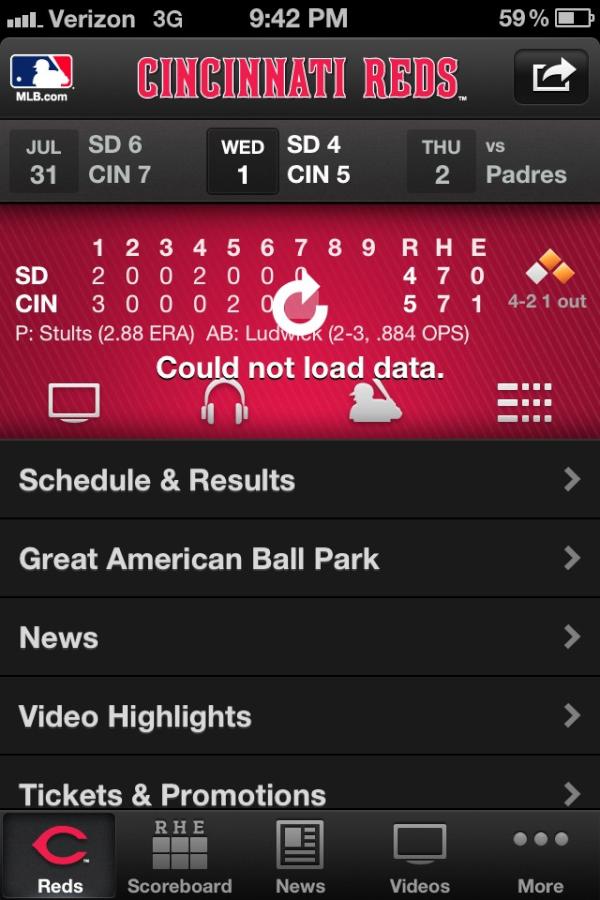 KariNotKarl1's tweet image. My @MLB at bat app is broken. It says it can't update. #redsproblems
