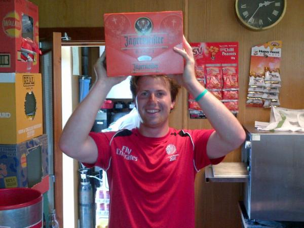 Trubby10's tweet photo. @MatthewisGreen @luke_wells07 doesn't mind a Jager #loveit http://t.co/7Z3NzY8m