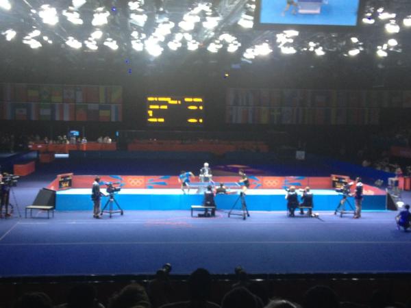 We are at the mens Olympic ping pong finals. They are incredible.