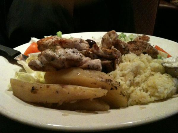 ca_gags's tweet photo. A small slouvaki dinner at the grille on the queens way 😳 http://t.co/hz3HtbKL