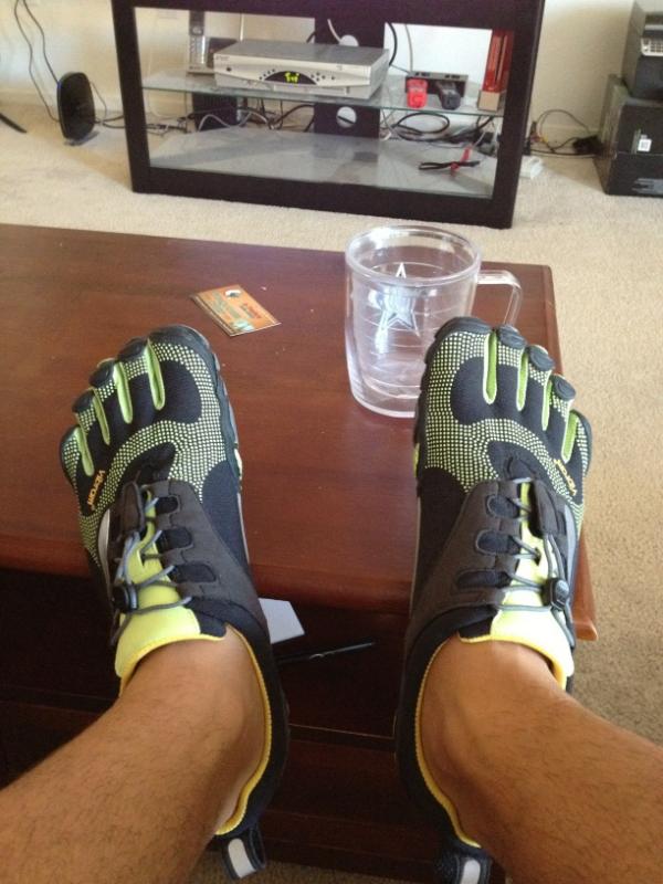 Colepeach's tweet photo. 2nd pair of five fingers super legit running shoes. These will be perfect for cliff jumping. http://t.co/5DTATzyL