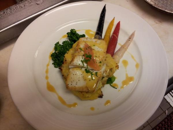 mahabalipuram's tweet photo. Halibut with rainbow carrots:-) http://t.co/CAaB2Jdv
