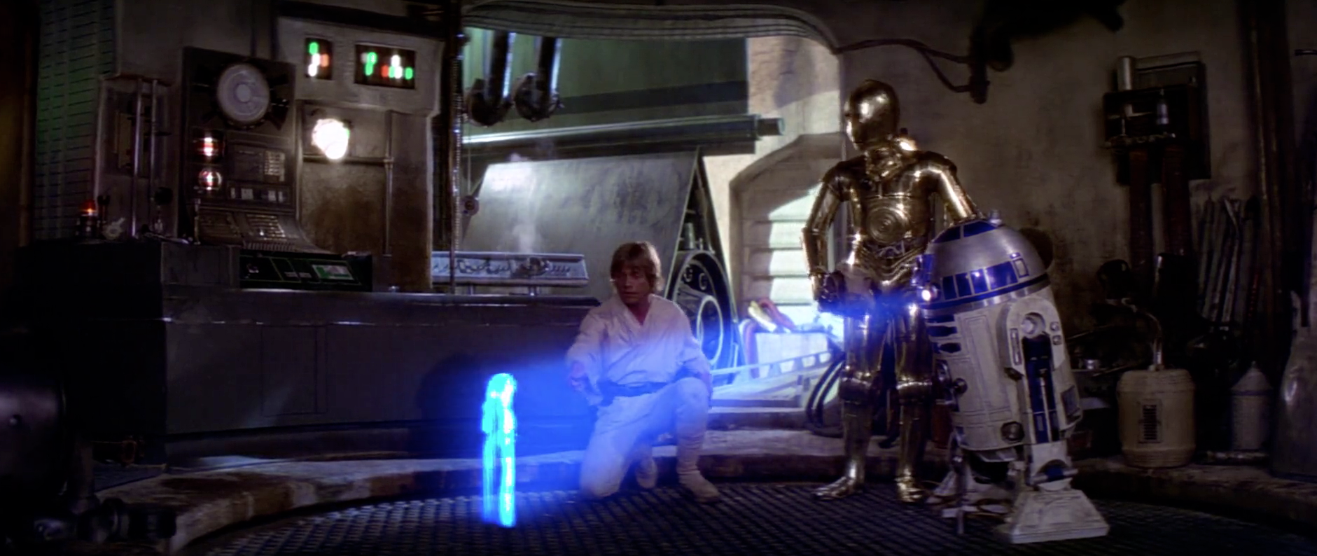Hologram of Princess Leia in Star Wars.