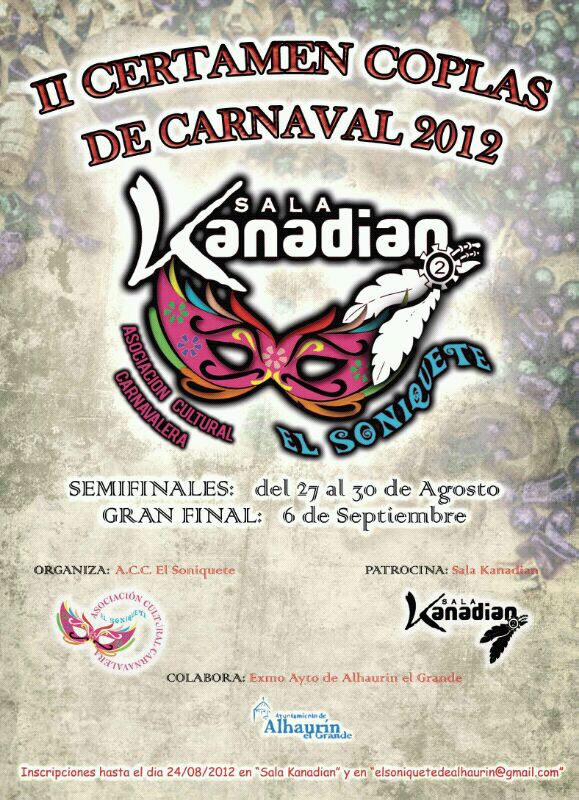 carnavalalh's tweet photo. Os animamos a pasar un buen rato con el II concurso de coplas de carnaval las bases en elsoniquetedealhaurin@gmal.colm http://t.co/5OgAjby1
