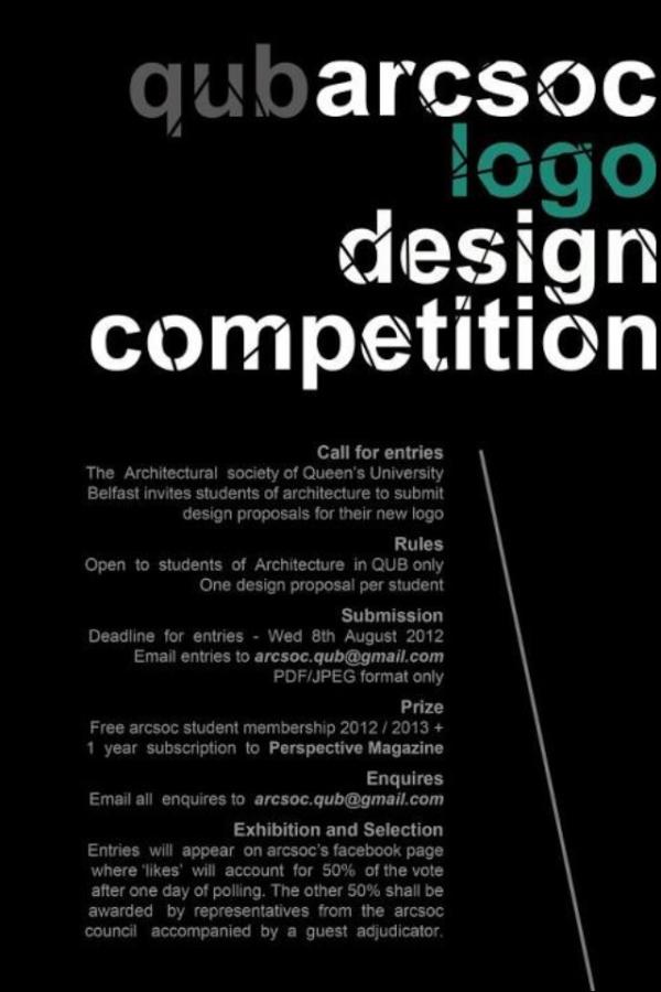ArcSocQUB's tweet photo. QUB Architecture Students!
New logo competition launched Win Arcsoc membership &amp; 1year subs to 'Perspective'
#arcsoc http://t.co/cHt9O242