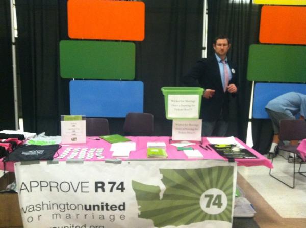 eileenpollet's tweet photo. Almost time for Gay bingo! Come by our table, sign a pledge card/sign up to volunteer and enter to win wicked tickets! http://t.co/IRqWwLSK
