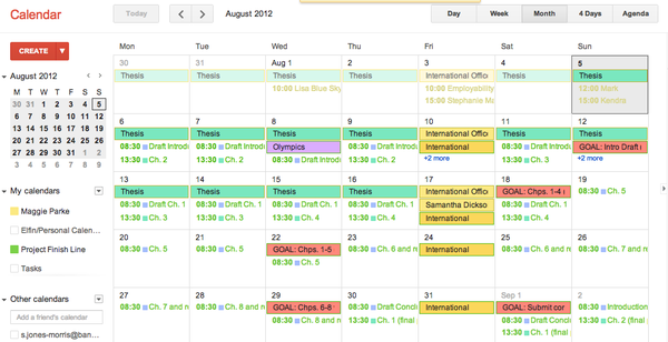 MaggieParke's tweet image. Epic schedule has been created for thesis #ProjectFinishLine. Now I need champagne in the fridge for the end.
