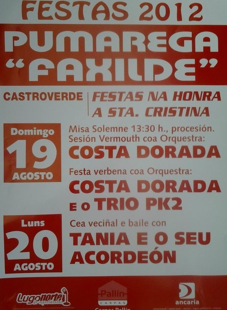 Aquí temos o cartel das Festas da #PUMAREGA, os días 19 e 20 de Agosto...#afestasigue @FiestasEnGalicia