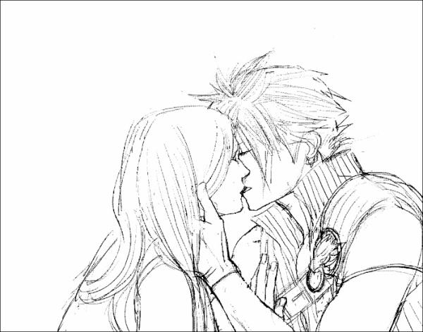 拍手絵の下書き。身を乗り出したり相手を引きよせたり、こういうシーンは描いてて飽きない。拍手絵は丁寧に描いてるから静か～な絵が多いなぁ。セフィとか描いてみようかな。 