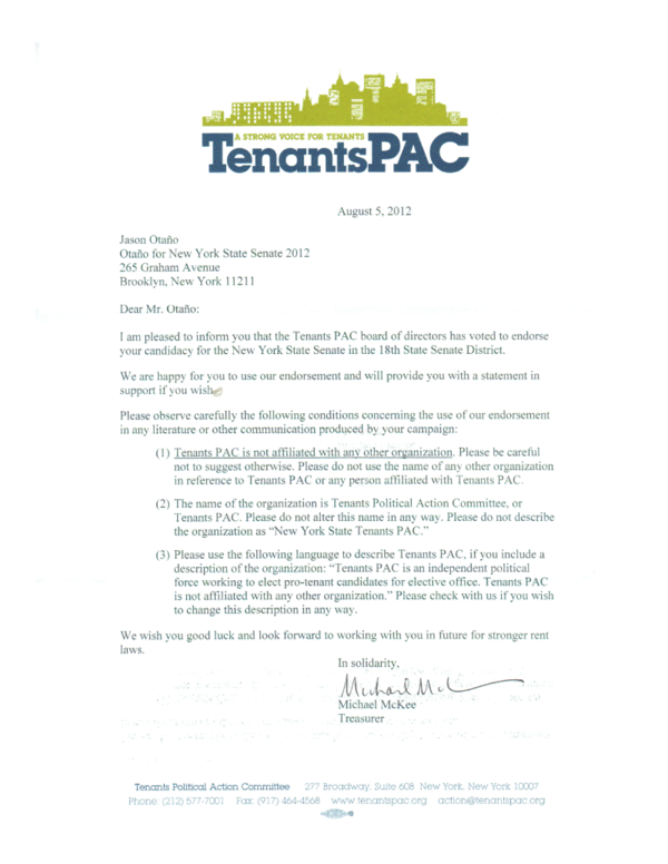 HQSatmar's tweet photo. State Senate Candidate @JayOtano received endorsement from powerful TenantsPAC against Corrupt Boss Lopez's Candidate http://t.co/ZjJ10D5j