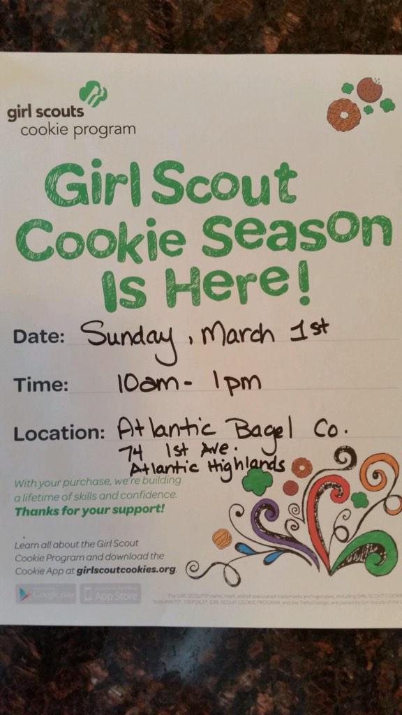 AtlanticBagelCo's tweet photo. .GIRL SCOUT COOKIES ARE FINALLY HERE!!!!!!!! The DiMiceli girls will be at ATLANTIC BAGEL IN ATLANTIC HIGHLANDS http://t.co/Kh2mBRWfOm