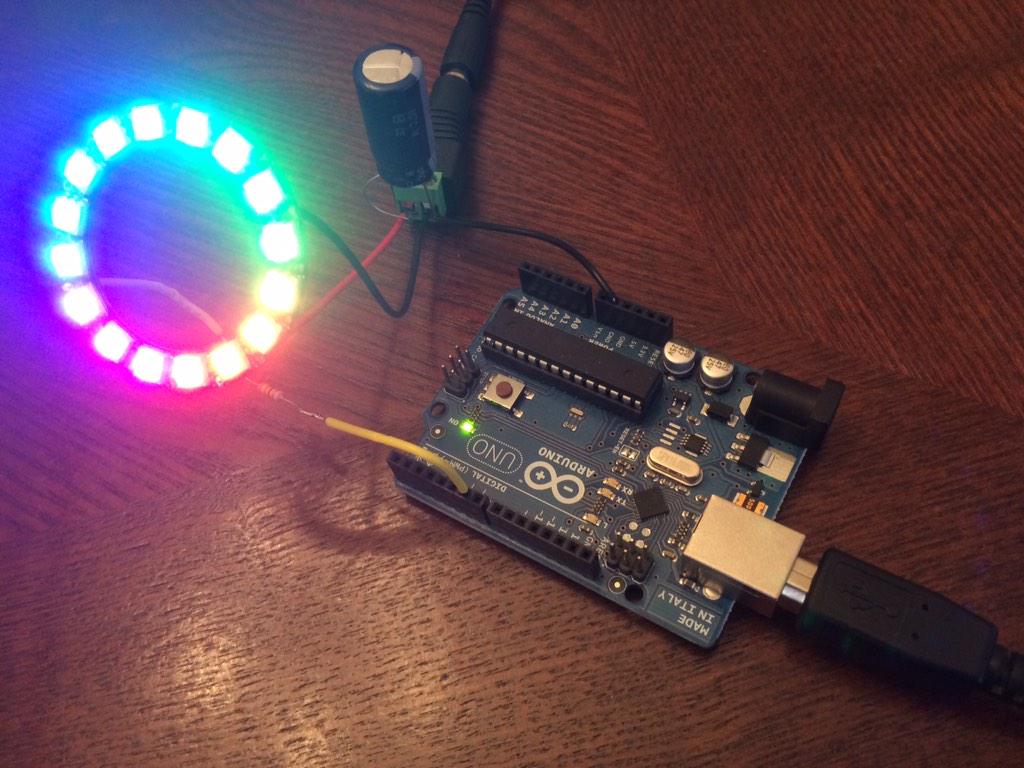 TinkurLab's tweet photo. Fun with #arduino and #neopixels http://t.co/pciaekK9xD