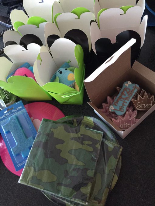 Getting ready for lil mans pawty. All dogs are getting doggy bags with cookies and toys. Plus he's getting<a href="/tag/florida"class="tags"><span>#florida</span></a><a href="/tag/hudson"class="tags"><span>#hudson</span></a><a href="/tag/lollipops"class="tags"><span>#lollipops</span></a>