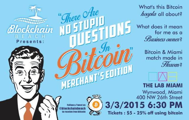 Blocchainbeach's tweet photo. @OakTavernMiami Check out our event on 3/3 on merchants &amp; #bitcoin. Have 5,000 bits to experiment with @changetip http://t.co/Rgx4ySOaVT