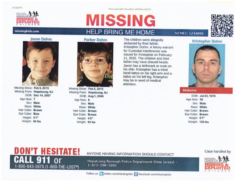 KristineENemec's tweet photo. @RedCrossNCR Pls help bring #dohmboys home. #abducted on 2/5/15 by #KristopherDohm. #family in #crisis @ParkandJax2 http://t.co/WzJ844Ohhp