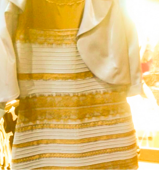 dress gold and white or blue and black