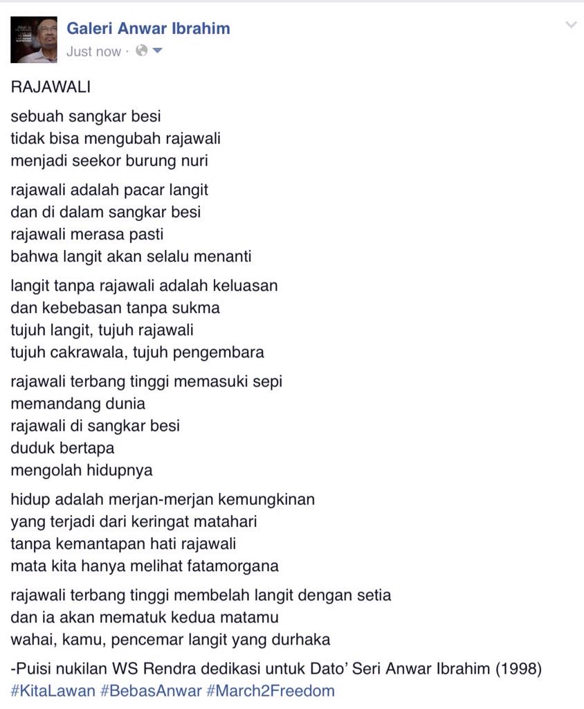 Galeri Anwar Ibrahim على تويتر Rajawali Puisi Nukilan Ws