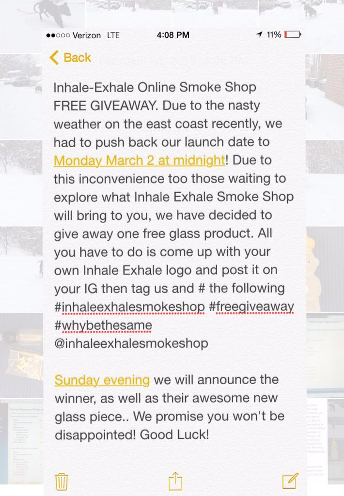 inhaleexhaless's tweet photo. Free Glass Giveaway! Post your logo drawing and tag @inhaleexhaless to win
Must be following and retweet this to win! http://t.co/Idk8W7tnZp