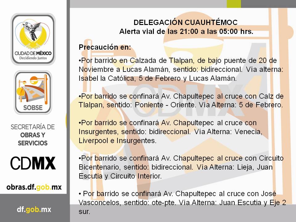 SOBSECDMX's tweet image. @E_CuauhtemocMX #AlertaVial #devios