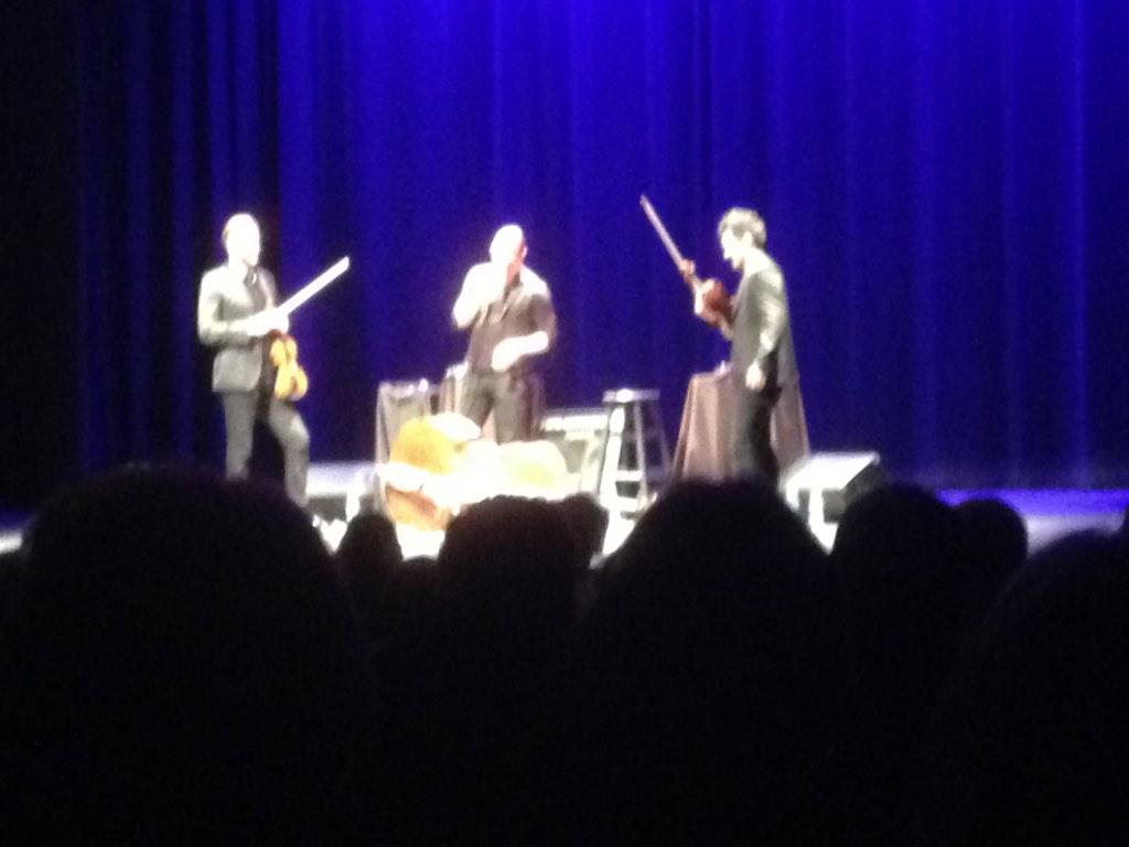 PSUpresents's tweet image. .@ranaanmeyer just made @NicolasKendall spittake! Phenomenal concert thus far! &amp;lt;3 @tf3 #TimeforThree