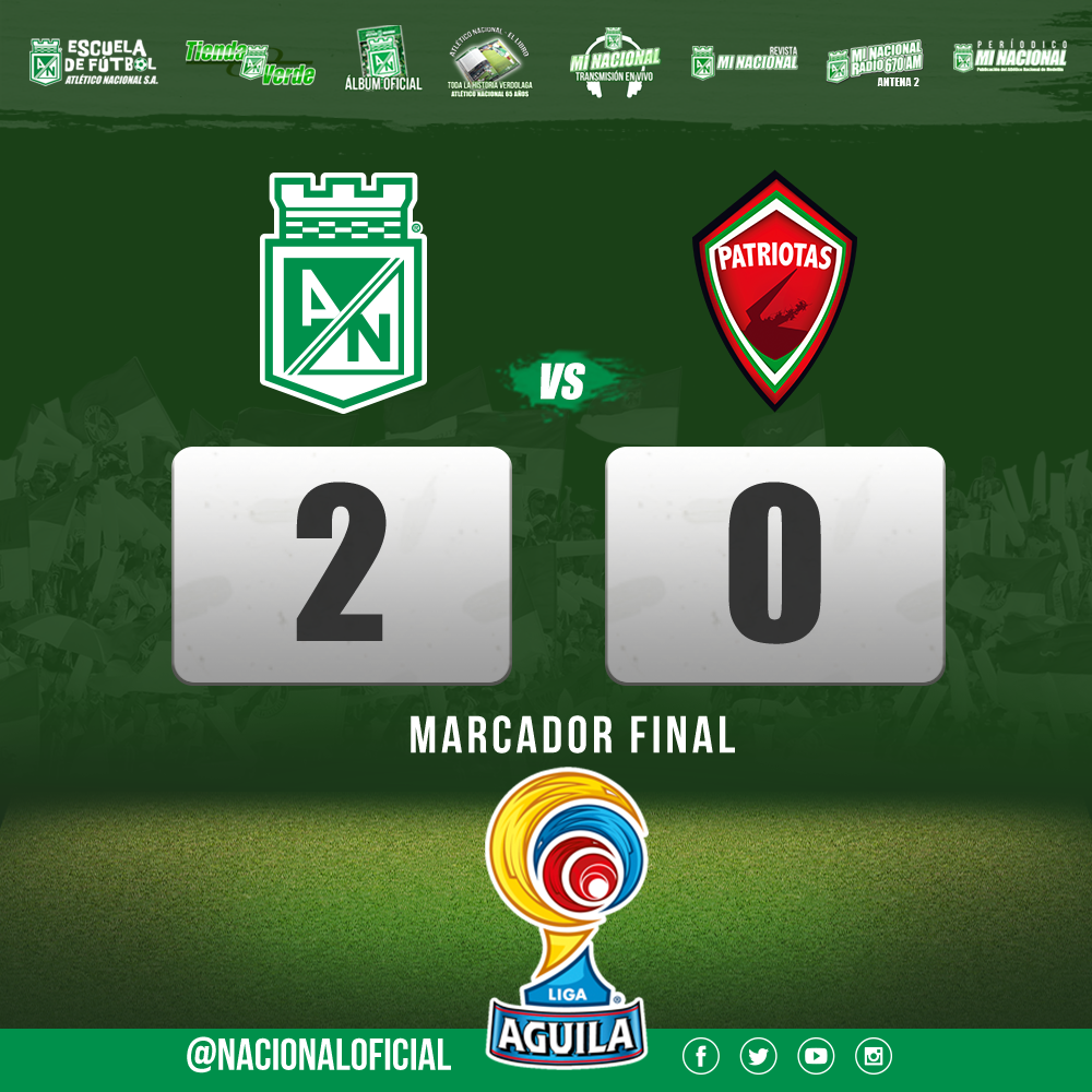 nacionaloficial's tweet photo. Con victoria para Nacional termina el partido en el Atanasio Girardot. #MiNacionalenvivo http://t.co/ZVqO97SuCi