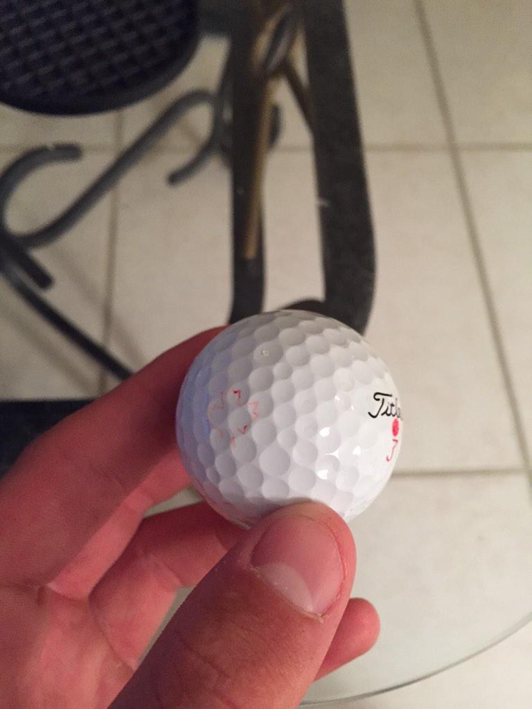 EBraultGolf's tweet photo. @GrahamDeLaet thanks for the ball! I had a wonderful day watching you! Go Canada! http://t.co/sKtanZ6Ons