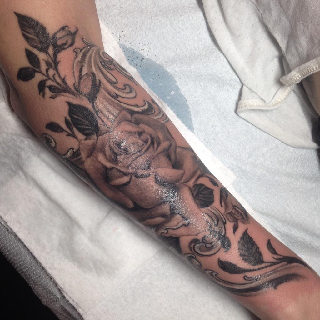 Kat Von D on Twitter Black and grey roses filagree