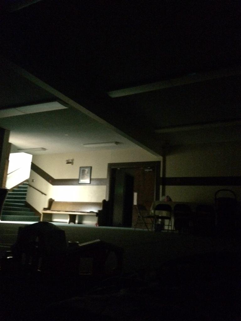 CrystalReedSC's tweet image. both of our teams are staying at this church and the hallway looks creepy af