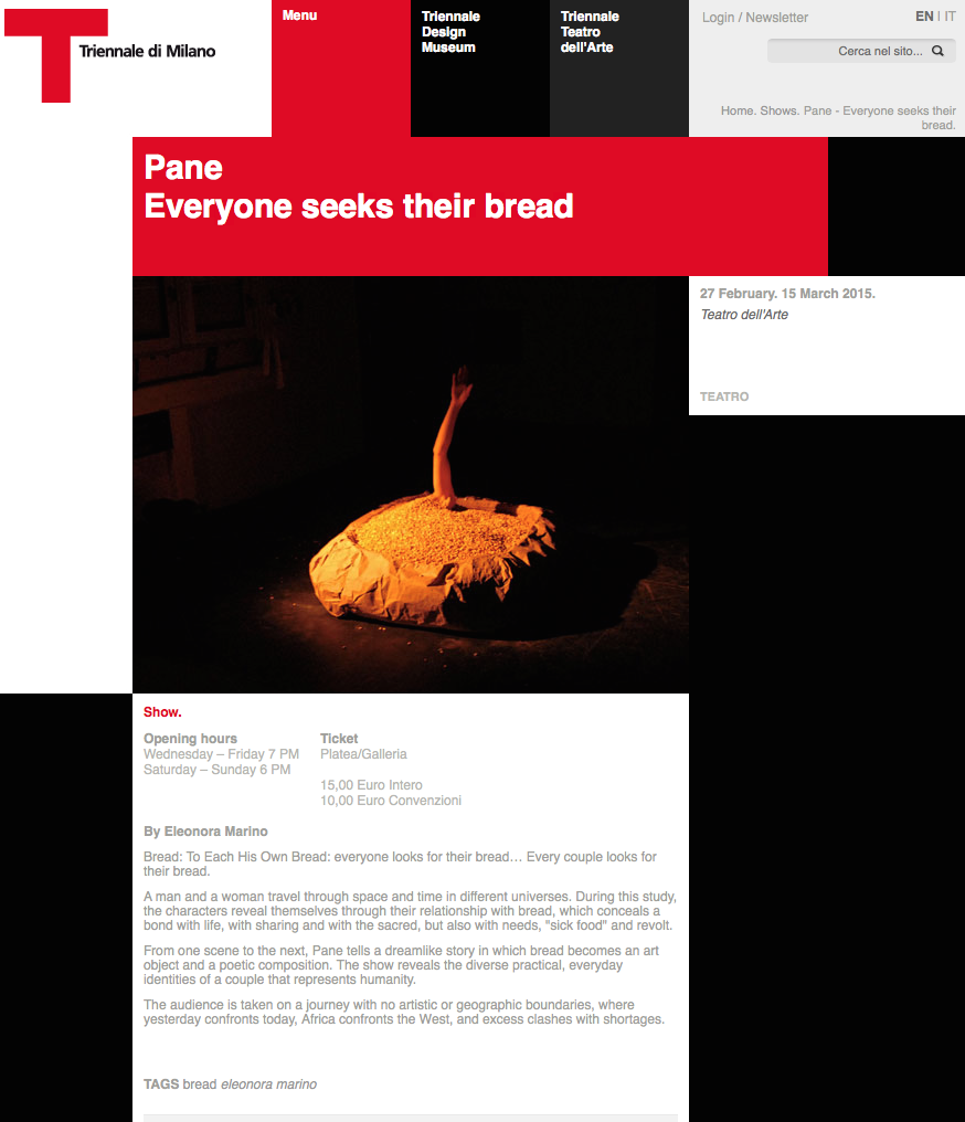 EMTHEATRE's tweet photo. PANE alla Triennale Teatro dell'Arte @CRT_milano ...si comincia!!! http://t.co/UN2SF2qS6c