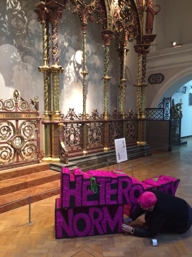 JRZIELINSKA's tweet photo. The challenge of heteronormativity begins with Rachael House @V_and_A #fridaylate #queerandnow http://t.co/8oPsywo9Vj