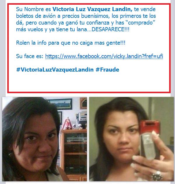 wenbc10's tweet photo. @MexDenuncia ésta mujer es un #AgenteDeViajesFalso!! #Fraude #Victorialuzvazquezlandin @AeroMexico_com @interjet http://t.co/Bg0rXmuEjG