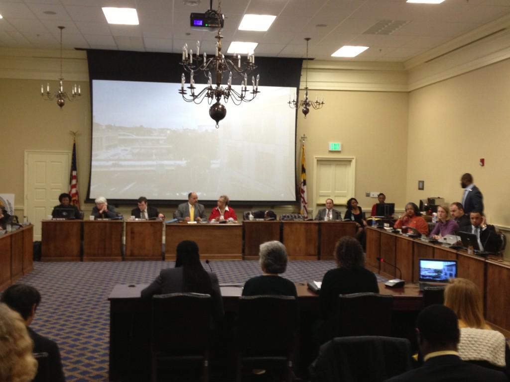 edaclumd's tweet photo. .@edaclumd, @GreaterHomewood, @Elev8Bmore representing @becforourkids before City delegation this morning #stop35mcut http://t.co/sR88MkDztr
