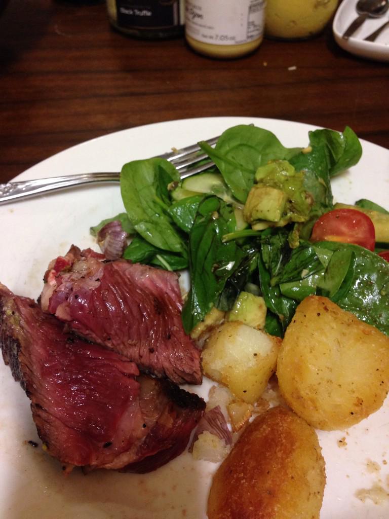 AdamCarnaby's tweet photo. @Melanie_Chester @Plainright Local dry aged beef Tuscan style cooked by our Italian winemaker...with 2012 St Peters http://t.co/T7Uwh1y7eC