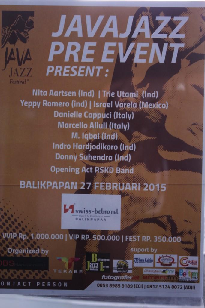 Java Jazz Pre Event Balikpapan, tonight Feb 27th at Swiss BelHotel Balikpapan, start at 7 pm.. Let's join us..