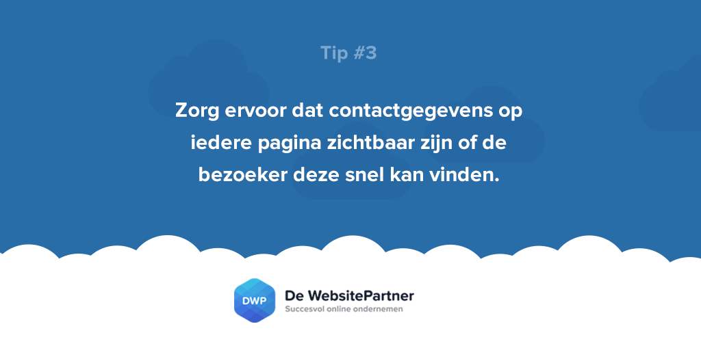 dwp_nl's tweet photo. Zorg ervoor dat contactgegevens op iedere pagina zichtbaar zijn of de bezoeker deze snel kan vinden. #zzp #starters http://t.co/XQMBHwCnd2