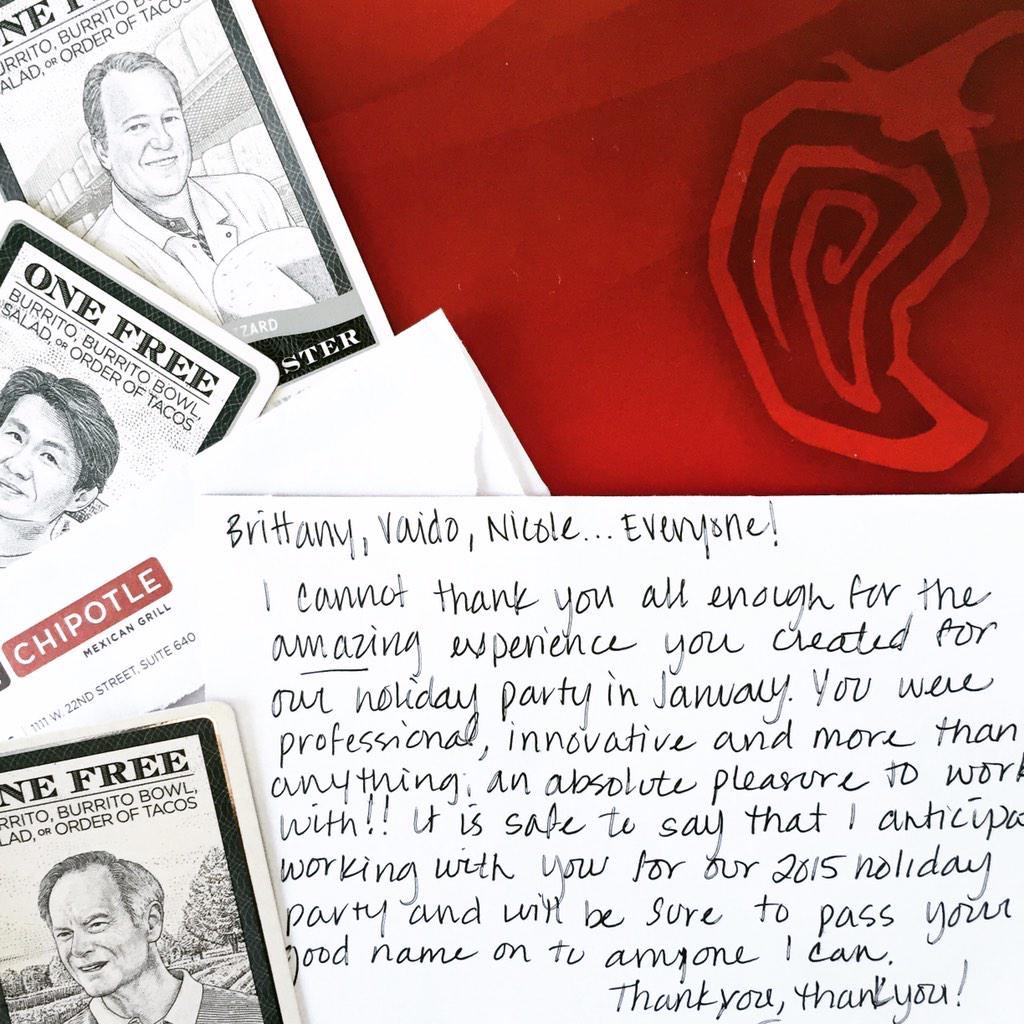 TruffleberryMkt's tweet photo. We really do have the best clients! Thank you @ChipotleTweets for asking us to cook for your holiday party this year. http://t.co/TQ2S3Qiexu