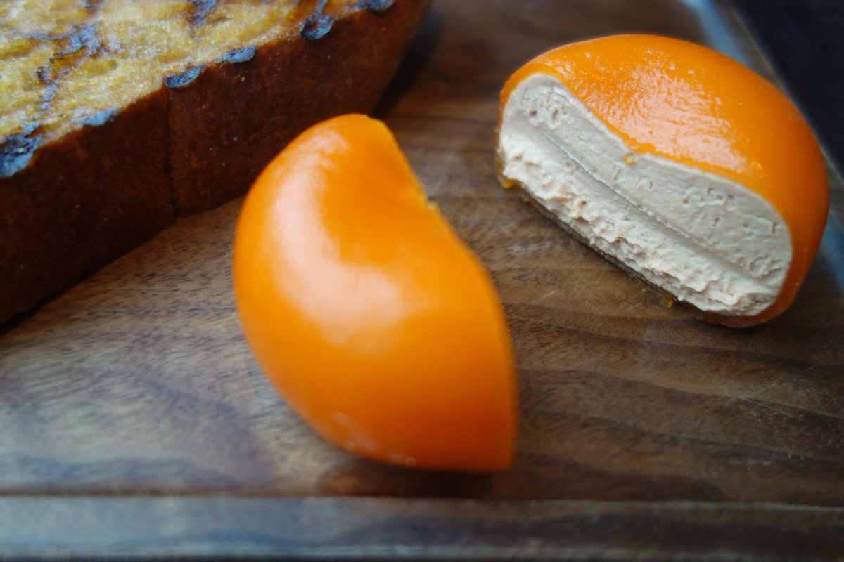 Inside the famous "meat fruit" dish (chicken liver parfait)