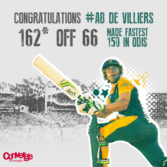 converget's tweet photo. #Congratulations AB De ... for hitting fastest 150 in #WorldCup http://t.co/yng7IG22LH