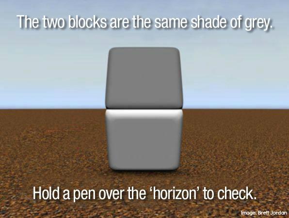 paul_milford's tweet photo. Our brain perceives colors based on context. This perceptual trick may help explain #TheDress http://t.co/Vqw33V8Imh