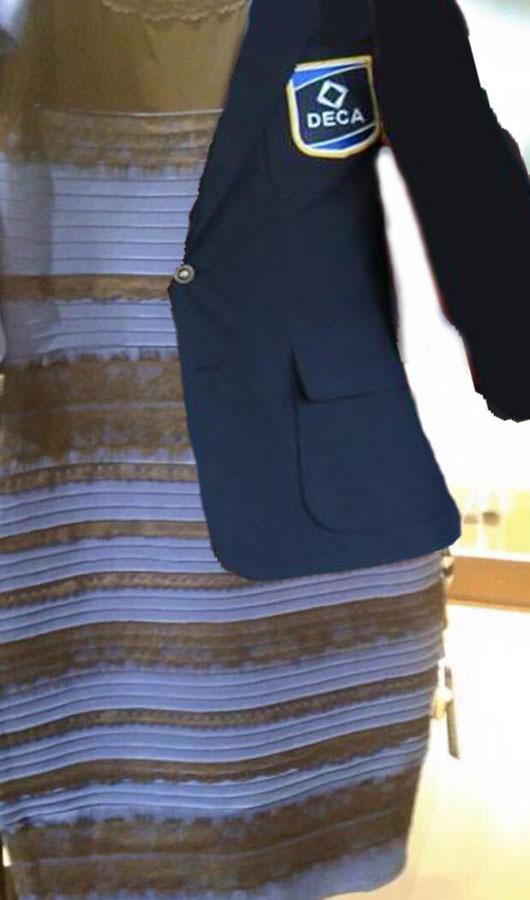 DECAInc's tweet photo. No matter what color #TheDress is to you, I think we can all agree it looks better with a #DECA blazer. #IamDECA http://t.co/3W6789d2ta