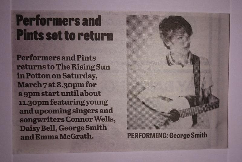 .<a href="/horehayyy/">George Smith</a> for Sat 7th March <a href="/PerformersPints/">Performers & Pints</a> <a href="/RisingSunPotton/">Rising Sun</a> along with  @C_J_W_HQ <a href="/DaisyBell_Music/">Daisy Bell Music</a> @EmmaMcGrath99
