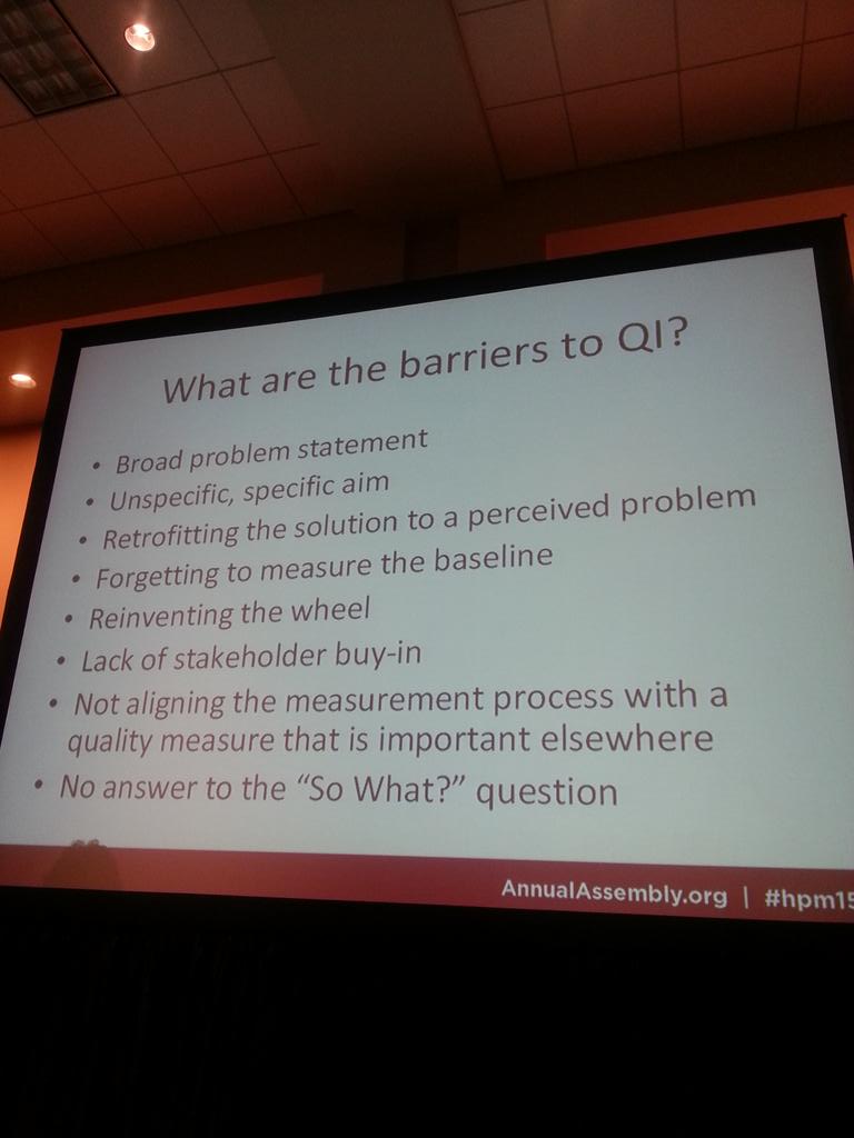 GraniteDoc's tweet image. Barriers to QI #hpm15