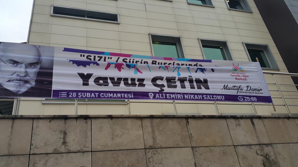 "SIZI-Şiirin Burçlarında -"
SADECE GERÇEĞİ HAYKIRIYORUM 
28 Şubat Cumartesi 20.00 de Fatih Ali Emiri Kültür Merkezi.