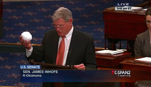 MotherJones's tweet photo. Watch a US senator use a snowball to deny global warming http://t.co/D0Wye3pvYz http://t.co/jREDfY3AZE