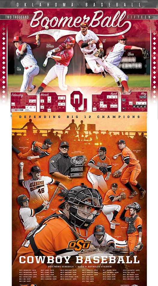 BaseballAmerica's tweet photo. Week 3 of our College Poster Contest is live. Which school did it best? RT for Oklahoma, FAV for OSU. http://t.co/1Jp1Romkkl